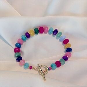 Multicolor Beaded Bracelet with Gold Clasp